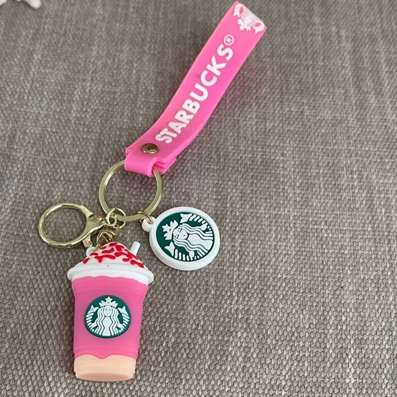 NEW Starbucks Coffee Keychain with Charms + Strap | Pink Drink - Picture 2 of 3
